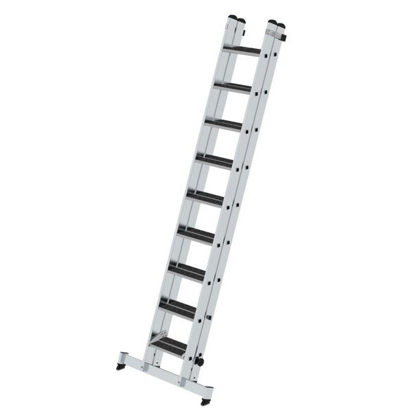 Günzburger Steigtechnik Stufen-Schiebeleiter 2-teilig mit nivello-Traverse und clip-step R13 2x9