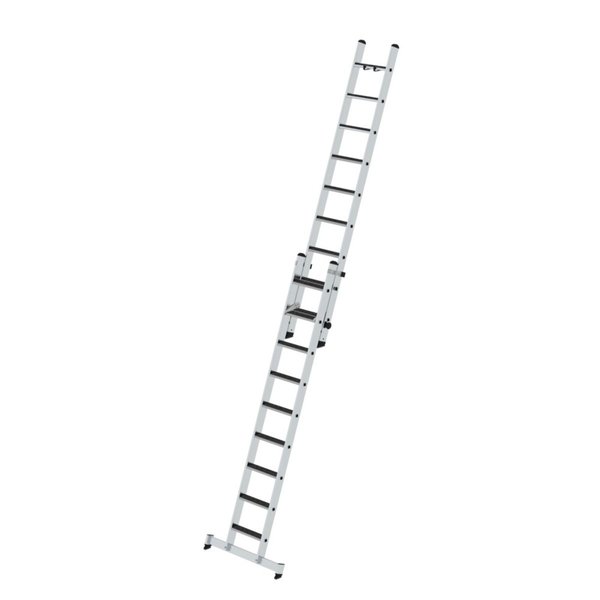 Günzburger Steigtechnik Stufen-Schiebeleiter 2-teilig mit nivello-Traverse und clip-step R13 2x9