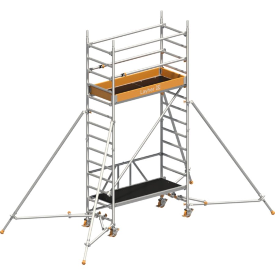 Layher Zifa P2 mit Uni Telegeländer und Gerüststützen - 0,75x1,80 m Arbeitshöhe 4,61 m