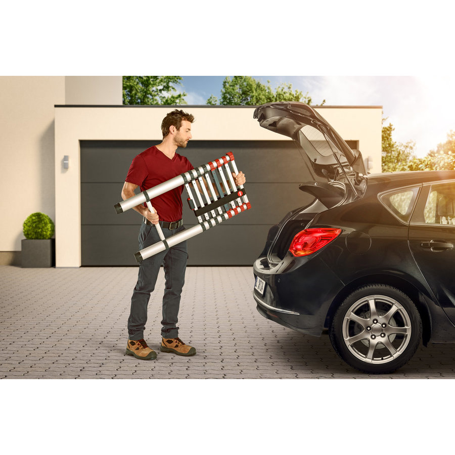 Hailo T80 FlexLine Aluminium Sicherheits-Teleskopleiter, 9 Sprossen