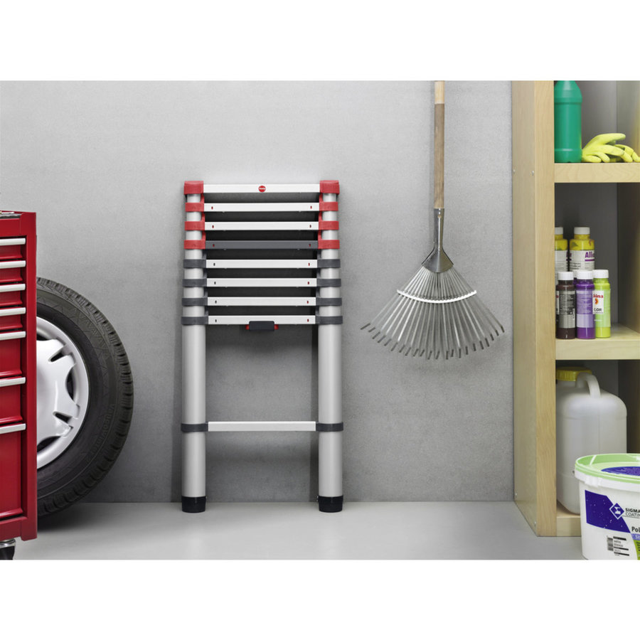 Hailo T80 FlexLine Aluminium Sicherheits-Teleskopleiter, 9 Sprossen