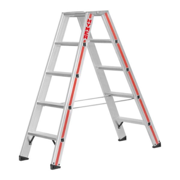 Hymer Stufenstehleiter, beidseitig begehbar 2x5 Stufen