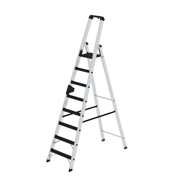 Günzburger Steigtechnik Stufen-Stehleiter 250 kg einseitig begehbar mit clip-step R13 8 Stufen