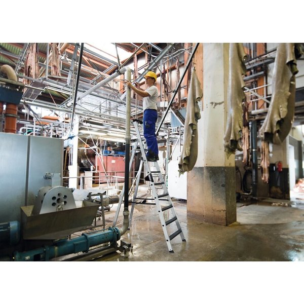 Günzburger Steigtechnik Stufen-Stehleiter einseitig begehbar mit clip-step R13 7 Stufen