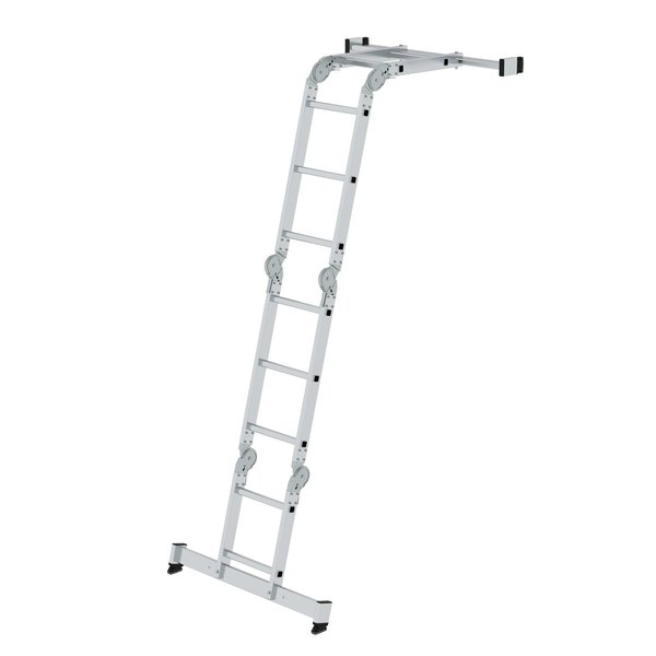 Günzburger Steigtechnik Vielzweckleiter 4-teilig mit nivello®-Traverse 2x2 + 2x3 Sprossen