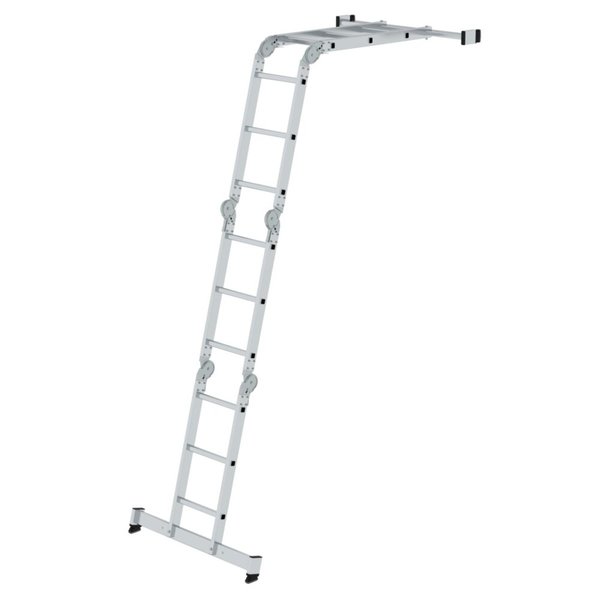 Günzburger Steigtechnik Vielzweckleiter 4-teilig mit nivello®-Traverse 4x3 Sprossen