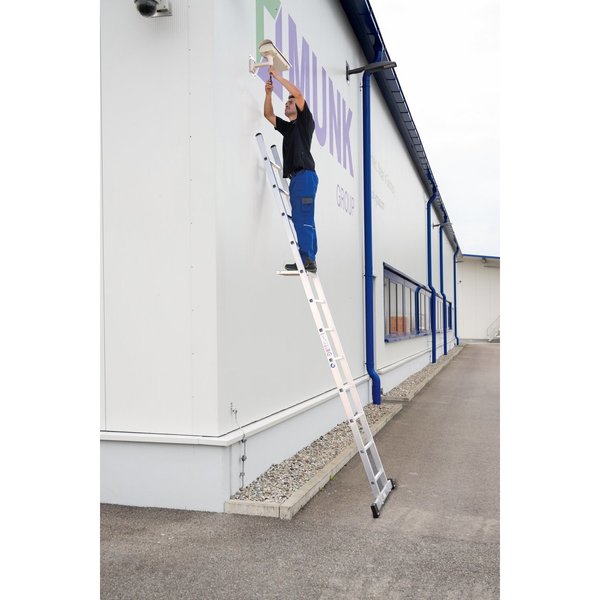 Günzburger Steigtechnik Sprossen-Anlegeleiter mit Standard-Traverse 14 Sprossen