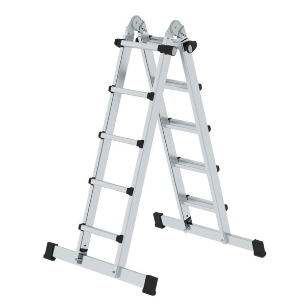 Günzburger Steigtechnik Teleskopleiter 4-teilig mit Traverse 4x5 Sprossen