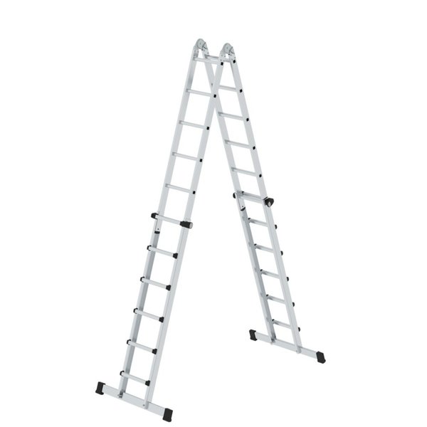 Günzburger Steigtechnik Teleskopleiter 4-teilig mit Traverse 4x6 Sprossen