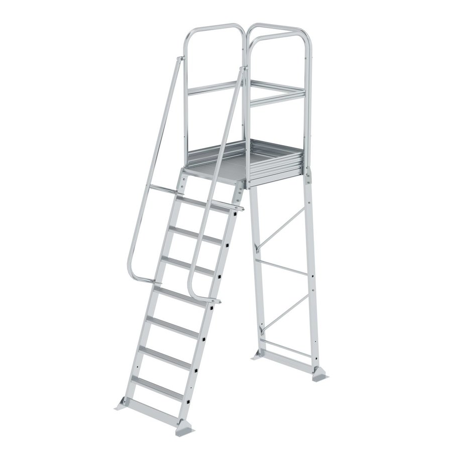 Günzburger Steigtechnik Plattformleiter stationär 8 Stufen mit Bodenwinkel