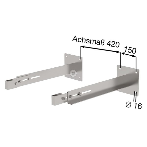 Günzburger Steigtechnik Sonderwandhalter, Verstellbereich 600-700mm, Edelstahl