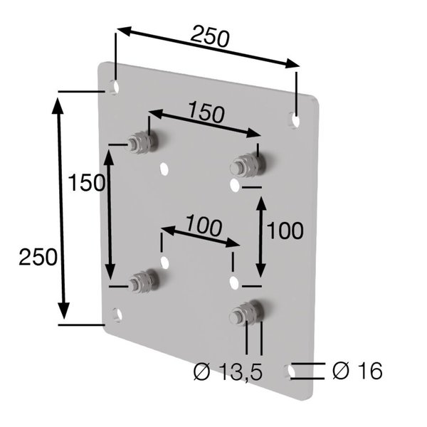 Günzburger Steigtechnik Adapterplatte Edelstahl 100 x 100 mm, 150 x 150 mm