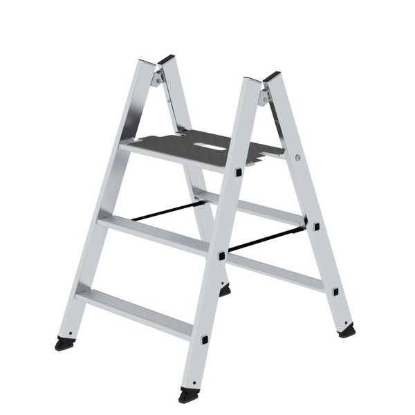 Günzburger Steigtechnik Klapptritt beidseitig begehbar Alu natur 3 Stufen