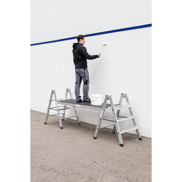 Günzburger Steigtechnik Klapptritt beidseitig begehbar Alu natur 3 Stufen