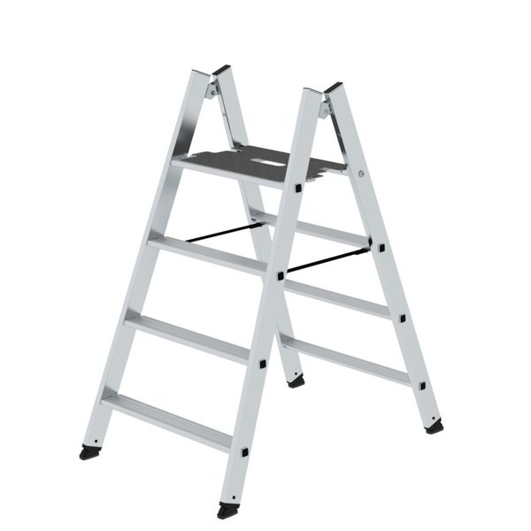 Günzburger Steigtechnik Klapptritt beidseitig begehbar Alu natur 4 Stufen