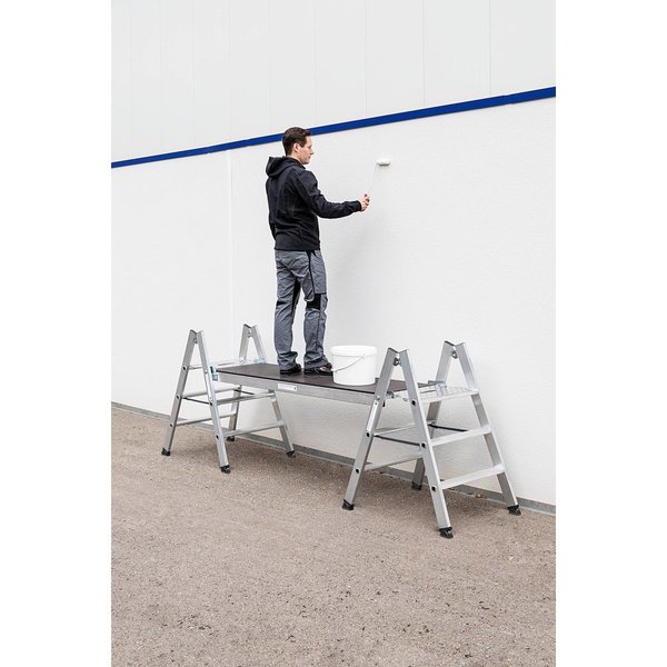 Günzburger Steigtechnik Klapptritt beidseitig begehbar Alu natur 3 Stufen