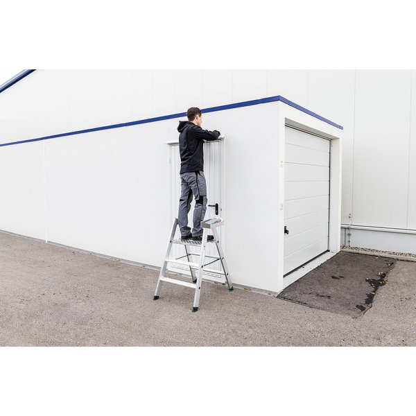 Günzburger Steigtechnik Klapptritt beidseitig begehbar Alu natur 4 Stufen