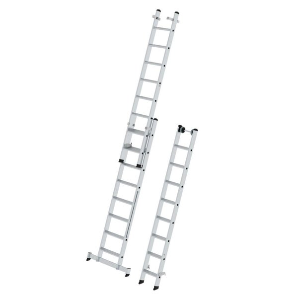 Günzburger Steigtechnik Stufen-Mehrzweckleiter 3-teilig mit nivello®-Traverse 3x8 Stufen