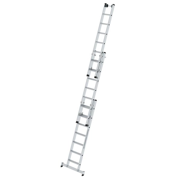 Günzburger Steigtechnik Stufen-Mehrzweckleiter 3-teilig mit nivello®-Traverse 3x7 Stufen