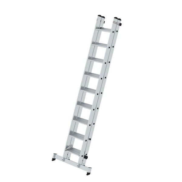 Günzburger Steigtechnik Stufen-Schiebeleiter 2-teilig mit nivello®-Traverse 2x9 Stufen