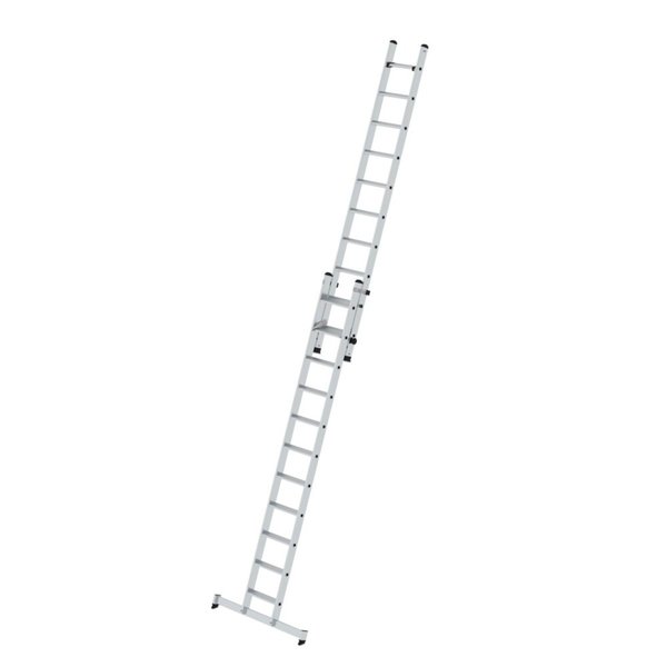 Günzburger Steigtechnik Stufen-Schiebeleiter 2-teilig mit nivello®-Traverse 1x11 + 1x10 Stufen