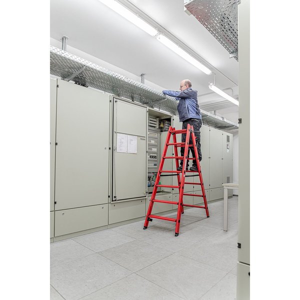 Günzburger Steigtechnik Stufen-Stehleiter beidseitig begehbar GFK 2x4 Stufen