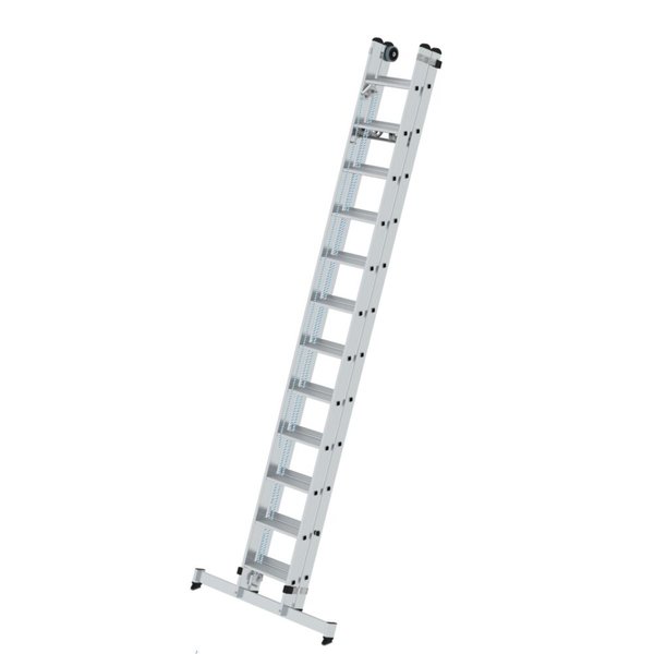 Günzburger Steigtechnik Stufen-Seilzugleiter 2-teilig mit nivello® Traverse 2x12 Stufen