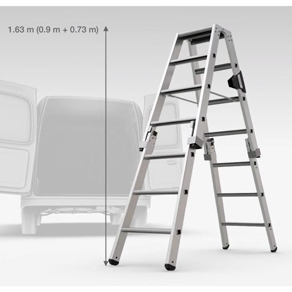 Günzburger Steigtechnik Einsteckteil Stufen-Stehleiter beidseitig begehbar 3 Stufen (Satz = 2 Stück)