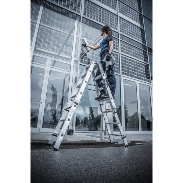 Günzburger Steigtechnik Stufen-Stehleiter beidseitig begehbar steckbar 2x4 Stufen