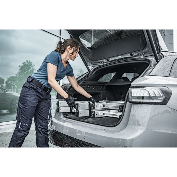 Günzburger Steigtechnik Stufen-Stehleiter beidseitig begehbar steckbar 2x4 Stufen