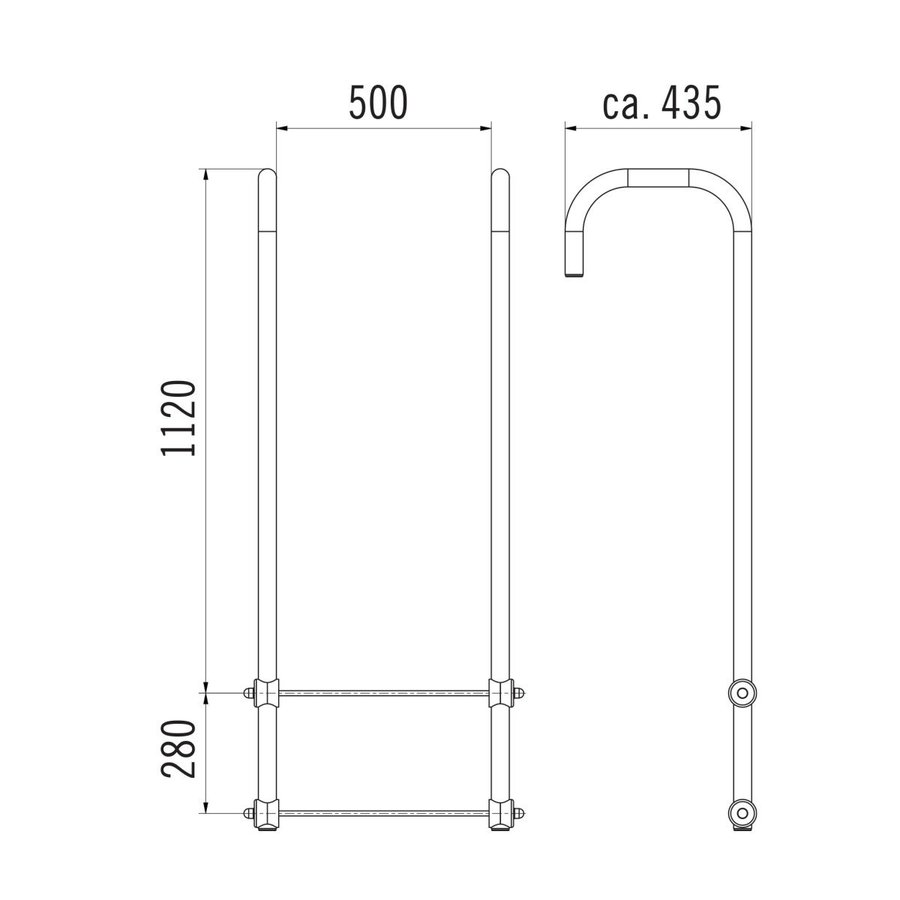 Hailo Professional Ausstiegsholmbügel für Holm 40x20 mm, Edelstahl 1.4301 kurz