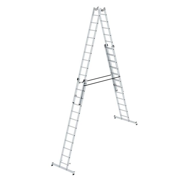Günzburger Steigtechnik Sprossen-Stehleiter 4-teilig mit nivello®-Traverse 4x12 Sprossen