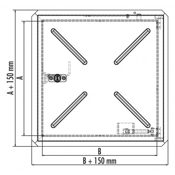 Hailo Professional HS2 aus Edelstahl 1.4301, 1200x1200 mm Ausführung: Geschlossen