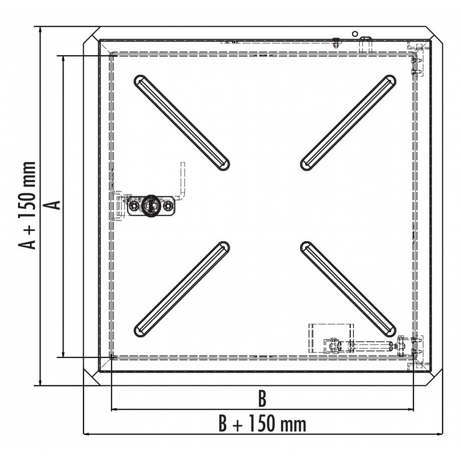 Hailo Professional HS2 aus Edelstahl 1.4301, 1200x1200 mm Ausführung: Geschlossen