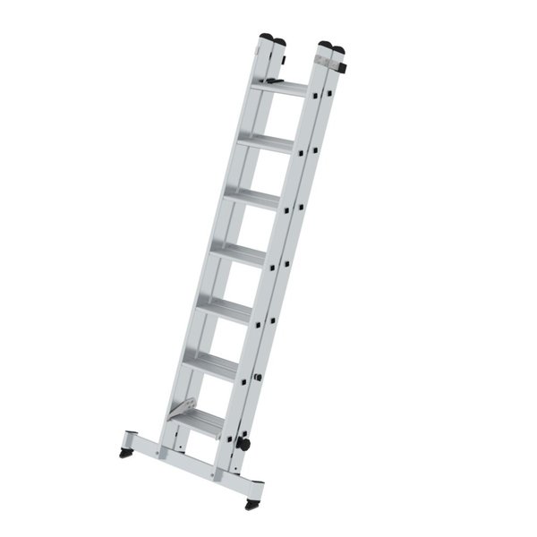 Günzburger Steigtechnik Stufen-Schiebeleiter 2-teilig mit nivello®-Traverse 2x7 Stufen