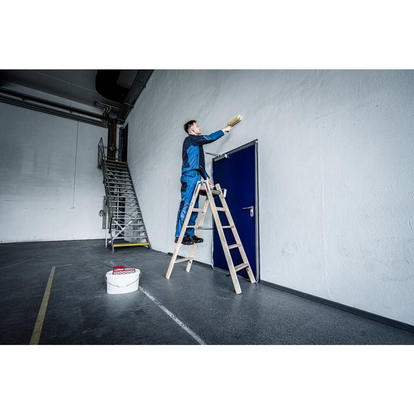 Günzburger Steigtechnik Stufen-Stehleiter Holz beidseitig begehbar 2x8 Stufen