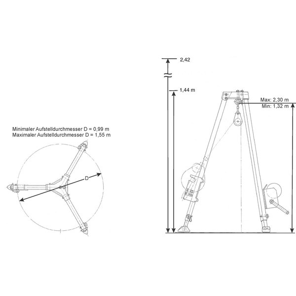 Hailo Professional Aluminium Dreibaum Typ DB-A2  Nur der Dreibaum ohne Zubehörteile