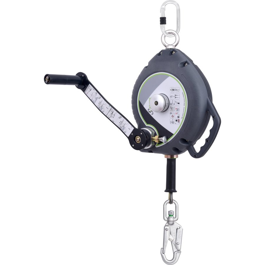 FUNCKE Höhensicherungsgerät mit Rettungskurbel Typ HX-S Hub Stahlseil Ø4,5 mm, Länge 20 m