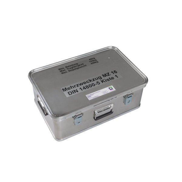 Günzburger Steigtechnik Kasten mit Beschriftung "Mehrzweckzug MZ 16" (Kasten 1) Größe 1