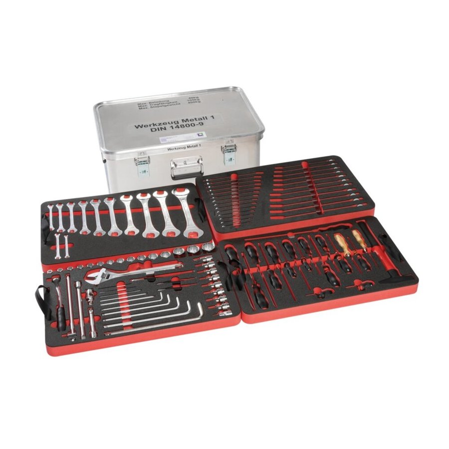 Günzburger Steigtechnik Kasten mit Einlagen und Inhalt "Werkzeugsatz Metall 1" Größe 3