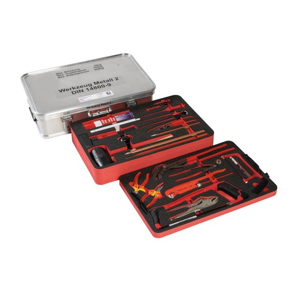 Günzburger Steigtechnik Kasten mit Einlagen und Inhalt "Werkzeugsatz Metall 2" Größe 3