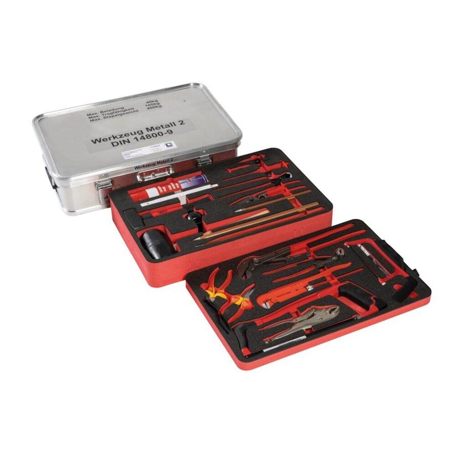 Günzburger Steigtechnik Kasten mit Einlagen und Inhalt "Werkzeugsatz Metall 2" Größe 3