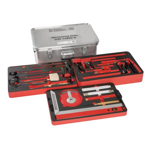 Günzburger Steigtechnik Kiste mit Einlagen und Inhalt "Werkzeugsatz Holz" Größe 3