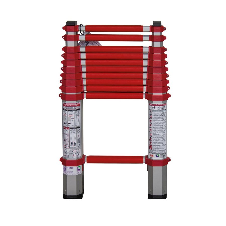 Günzburger Steigtechnik Teleskopleiter rot DIN EN 1147  Länge 4400 mm