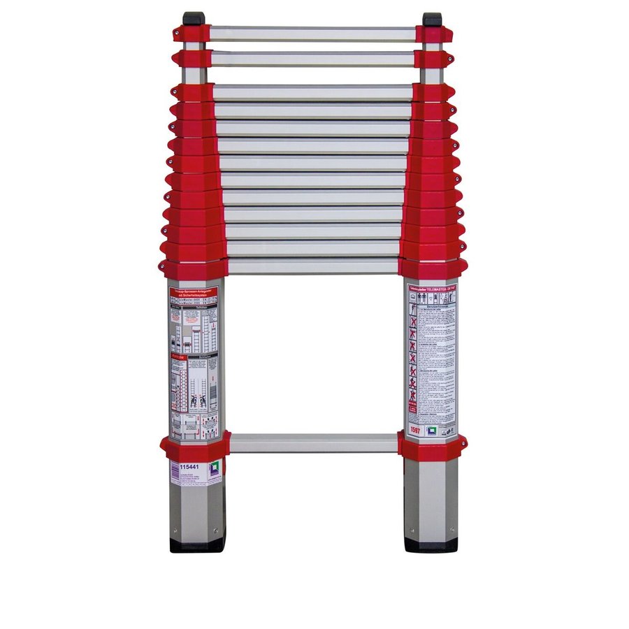 Günzburger Steigtechnik Teleskopleiter EU rot DIN EN 1147  Länge 4400 mm
