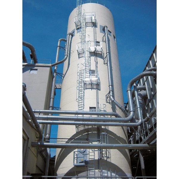 Günzburger Steigtechnik Mehrzügige Steigleiter mit Rückenschutz (Maschinen) Edelstahl 16,32m