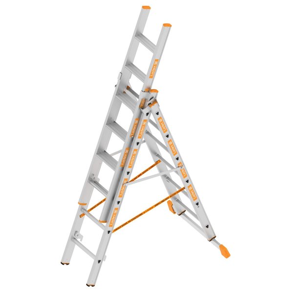 Layher TOPIC 1041 Allzweckleiter 3-teilig mit Stufen  3x6