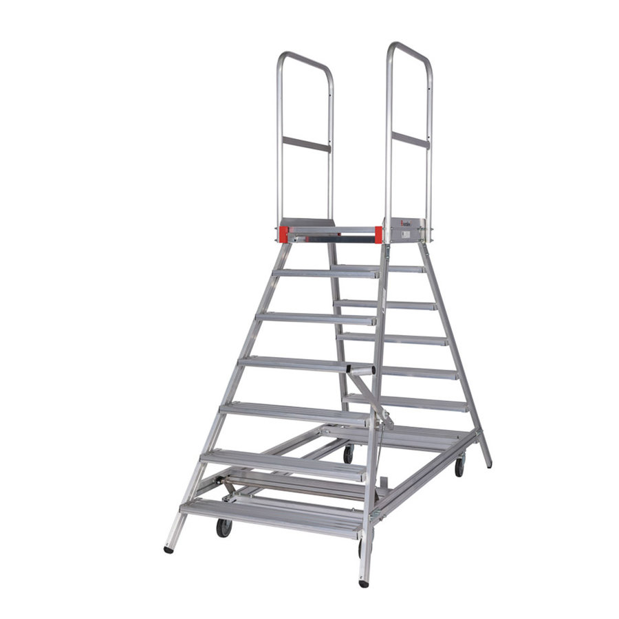 Euroline Mobile Podesttreppe / Podestleiter zweiseitig begehbar mit Zentralfeststellung* Nr. 51603 2x7 Stufen