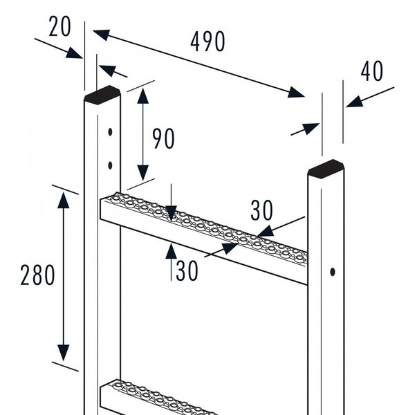 Hailo Professional Steigleiter - Außenbreite 490 mm, Edelstahl 1.4301 2,24 m | 8 Sprossen