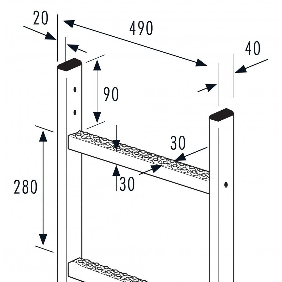 Hailo Professional Steigleiter - Außenbreite 490 mm, Edelstahl 1.4301 2,24 m | 8 Sprossen